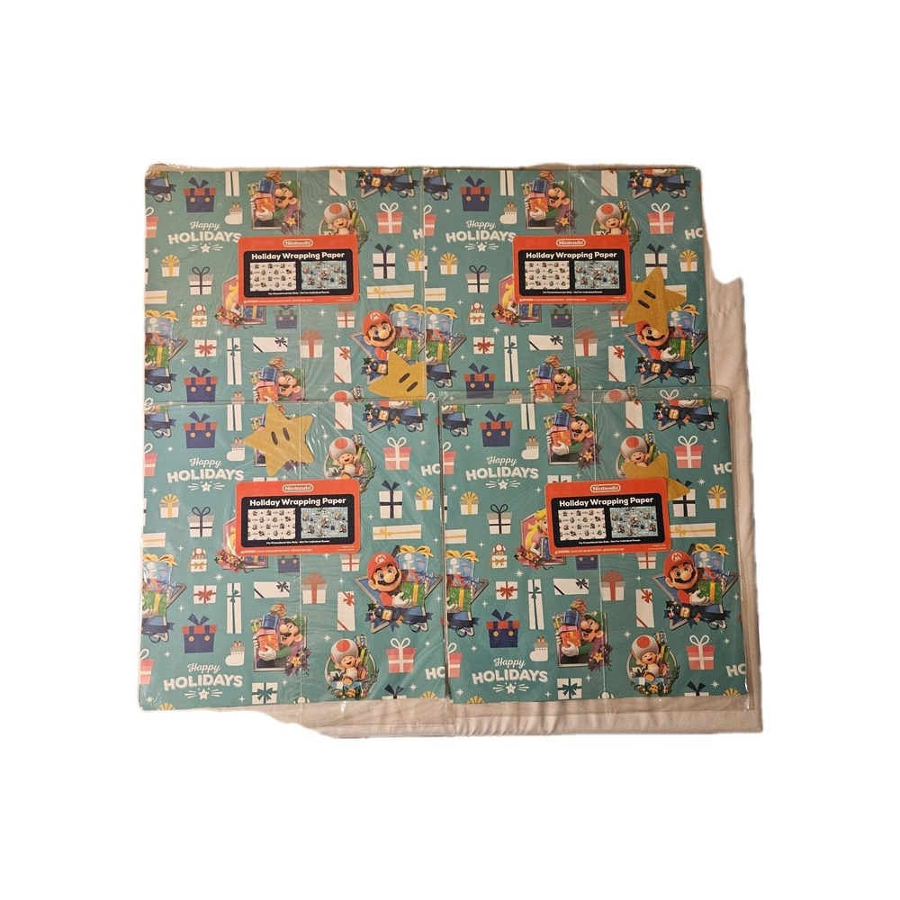 Nintendo Super Mario Christmas Holiday Wrapping Paper GAMESTOP PROMO